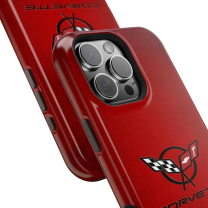 Corvette C5 Magnetic Tough Case, iPhone Case, Impact Resistant, MagSafe, Rubber Liner, Matte or Glossy, C5 Emblem, C5 Logo, Cell Phone Case