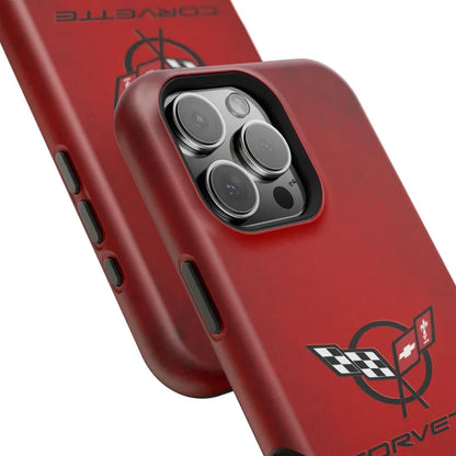 Corvette C5 Magnetic Tough Case, iPhone Case, Impact Resistant, MagSafe, Rubber Liner, Matte or Glossy, C5 Emblem, C5 Logo, Cell Phone Case