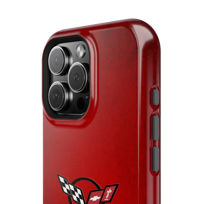 Corvette C5 Magnetic Tough Case, iPhone Case, Impact Resistant, MagSafe, Rubber Liner, Matte or Glossy, C5 Emblem, C5 Logo, Cell Phone Case