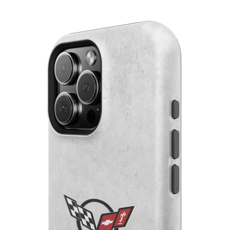 Corvette C5 Magnetic Tough Case, iPhone Case, Impact Resistant, MagSafe, Rubber Liner, Matte or Glossy, C5 Emblem, C5 Logo, Cell Phone Case