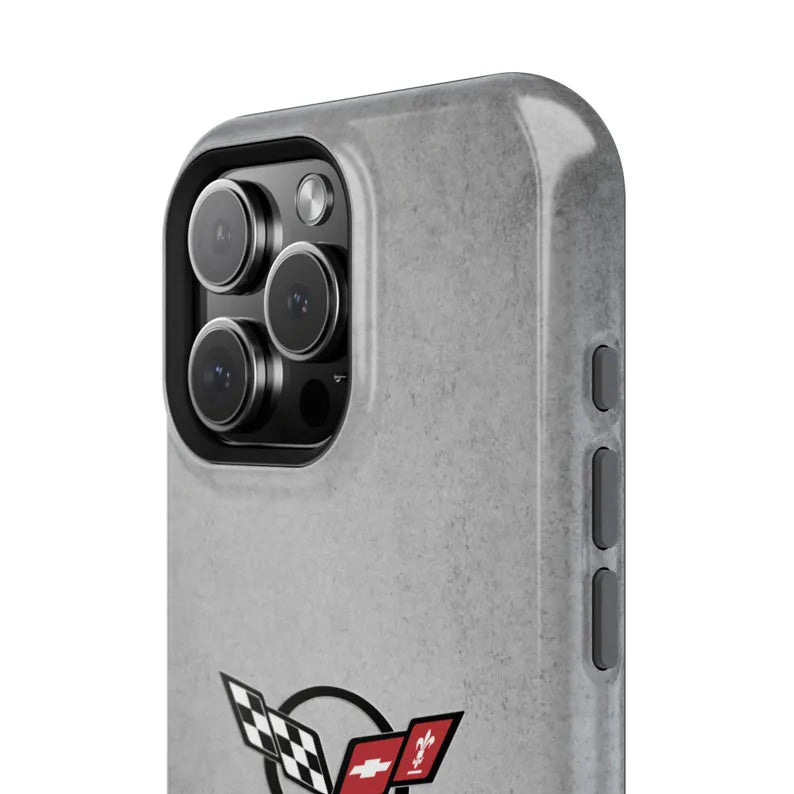Corvette C5 Magnetic Tough Case, iPhone Case, Impact Resistant, MagSafe, Rubber Liner, Matte or Glossy, C5 Emblem, C5 Logo, Cell Phone Case