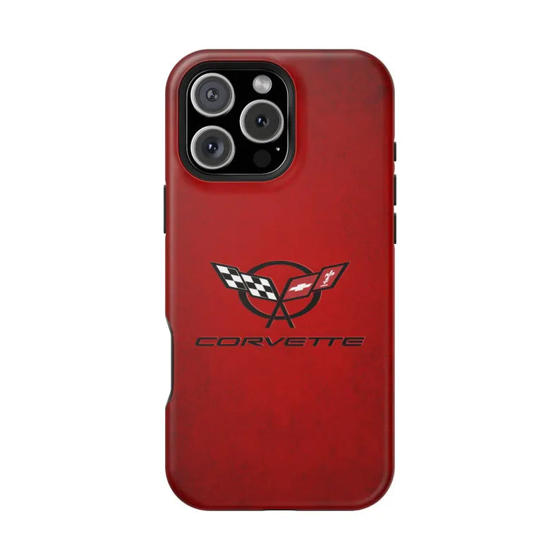 Corvette C5 Magnetic Tough Case, iPhone Case, Impact Resistant, MagSafe, Rubber Liner, Matte or Glossy, C5 Emblem, C5 Logo, Cell Phone Case