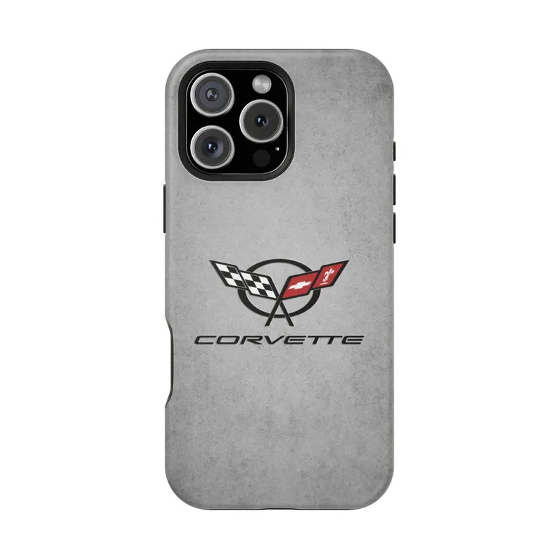 Corvette C5 Magnetic Tough Case, iPhone Case, Impact Resistant, MagSafe, Rubber Liner, Matte or Glossy, C5 Emblem, C5 Logo, Cell Phone Case