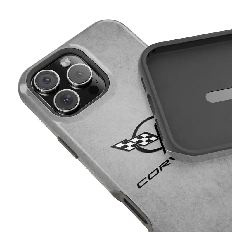 Corvette C5 Magnetic Tough Case, iPhone Case, Impact Resistant, MagSafe, Rubber Liner, Matte or Glossy, C5 Emblem, C5 Logo, Cell Phone Case