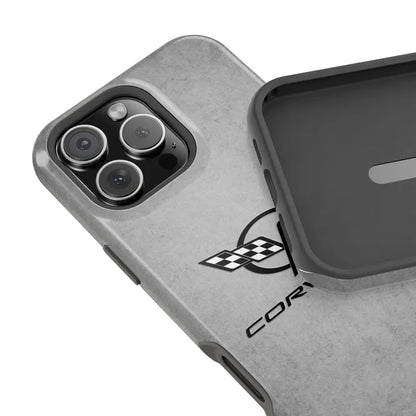 Corvette C5 Magnetic Tough Case, iPhone Case, Impact Resistant, MagSafe, Rubber Liner, Matte or Glossy, C5 Emblem, C5 Logo, Cell Phone Case