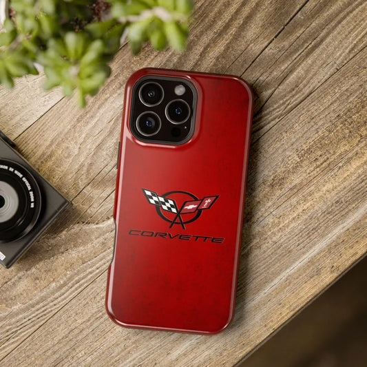 Corvette C5 Magnetic Tough Case, iPhone Case, Impact Resistant, MagSafe, Rubber Liner, Matte or Glossy, C5 Emblem, C5 Logo, Cell Phone Case
