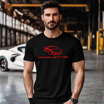 Corvette T-Shirt, Corvette Logo, Corvette Illustration, Bella and Canvas T-Shirt, Corvette Apparel, Graphic Tee, Soft T-Shirt