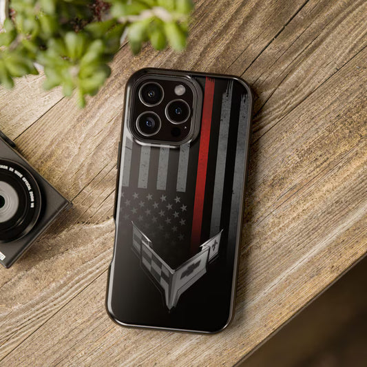 Corvette C8 "Red Lives Matter" Magnetic Tough Case, iPhone Case, Impact Resistant, MagSafe, Rubber Liner, Matte or Glossy, Cell Phone Case