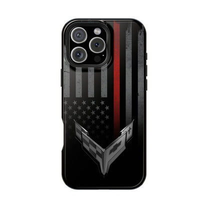 Corvette C8 "Red Lives Matter" Magnetic Tough Case, iPhone Case, Impact Resistant, MagSafe, Rubber Liner, Matte or Glossy, Cell Phone Case