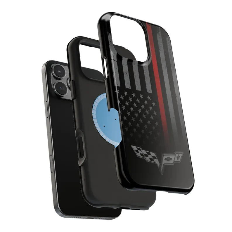 Corvette C6 "Red Lives Matter" Magnetic Tough Case, iPhone Case, Impact Resistant, MagSafe, Rubber Liner, Matte or Glossy, Cell Phone Case