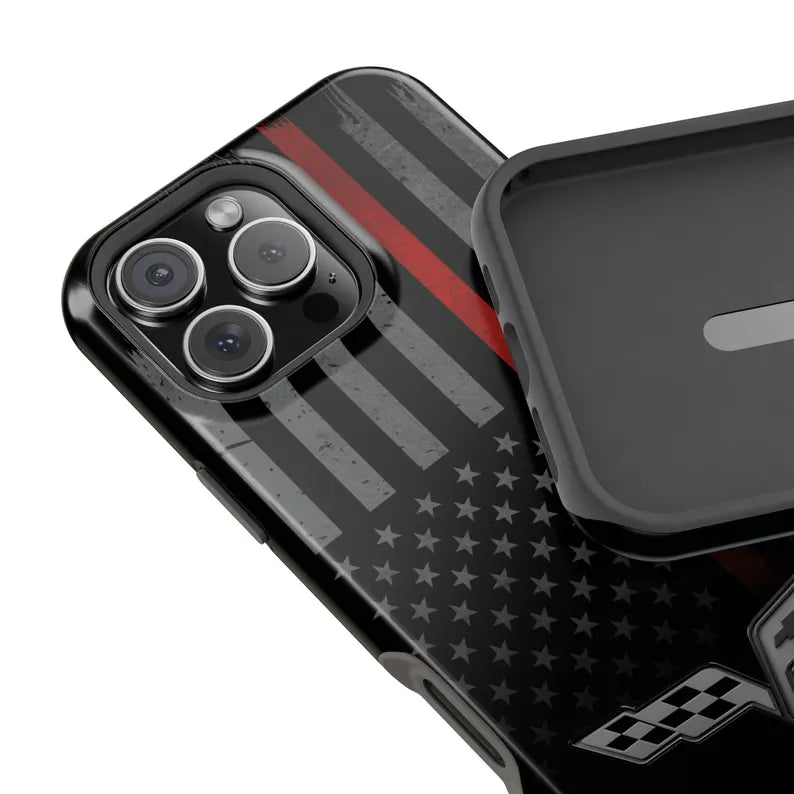 Corvette C6 "Red Lives Matter" Magnetic Tough Case, iPhone Case, Impact Resistant, MagSafe, Rubber Liner, Matte or Glossy, Cell Phone Case