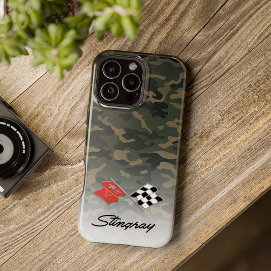 Corvette C3 Camo Magnetic Tough Case, iPhone Case, Impact Resistant, MagSafe, Rubber Liner, Matte or Glossy, Cell Phone Case