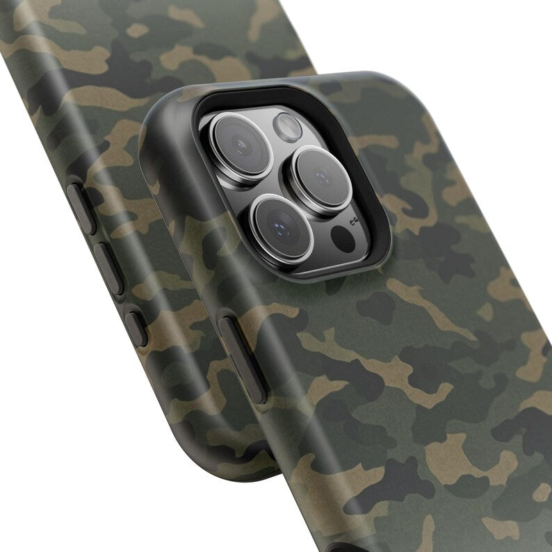 Corvette C3 Camo Magnetic Tough Case, iPhone Case, Impact Resistant, MagSafe, Rubber Liner, Matte or Glossy, Cell Phone Case