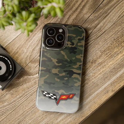 Corvette C6 Camo Magnetic Tough Case, iPhone Case, Impact Resistant, MagSafe, Rubber Liner, Matte or Glossy, Cell Phone Case