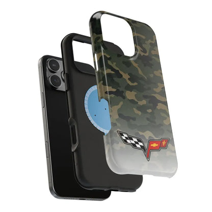 Corvette C6 Camo Magnetic Tough Case, iPhone Case, Impact Resistant, MagSafe, Rubber Liner, Matte or Glossy, Cell Phone Case