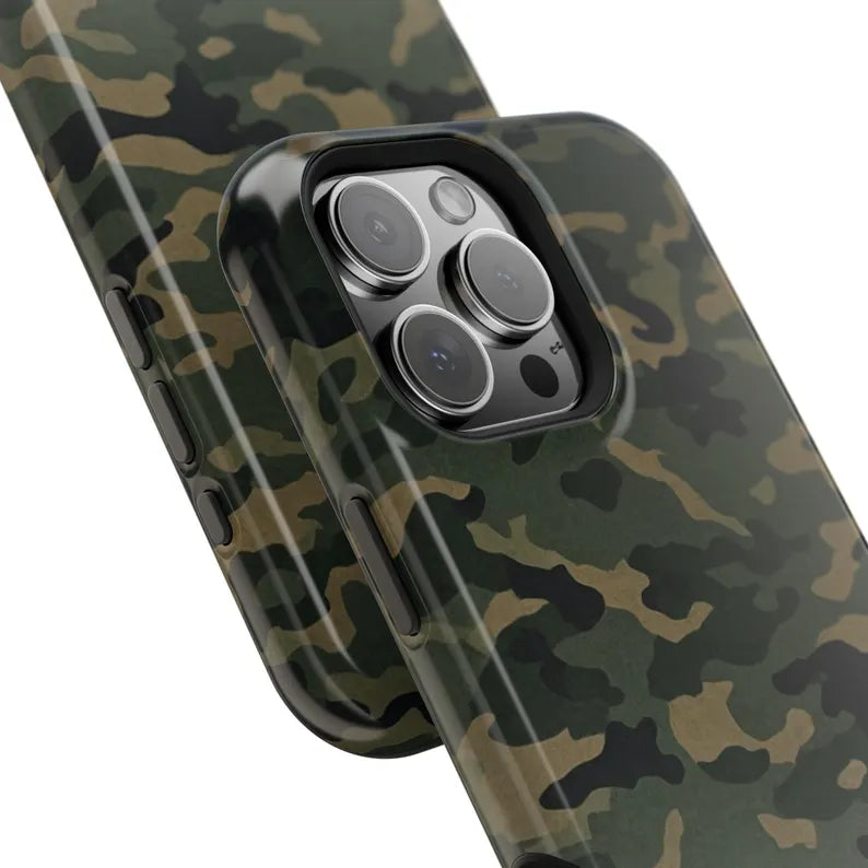 Corvette C6 Camo Magnetic Tough Case, iPhone Case, Impact Resistant, MagSafe, Rubber Liner, Matte or Glossy, Cell Phone Case