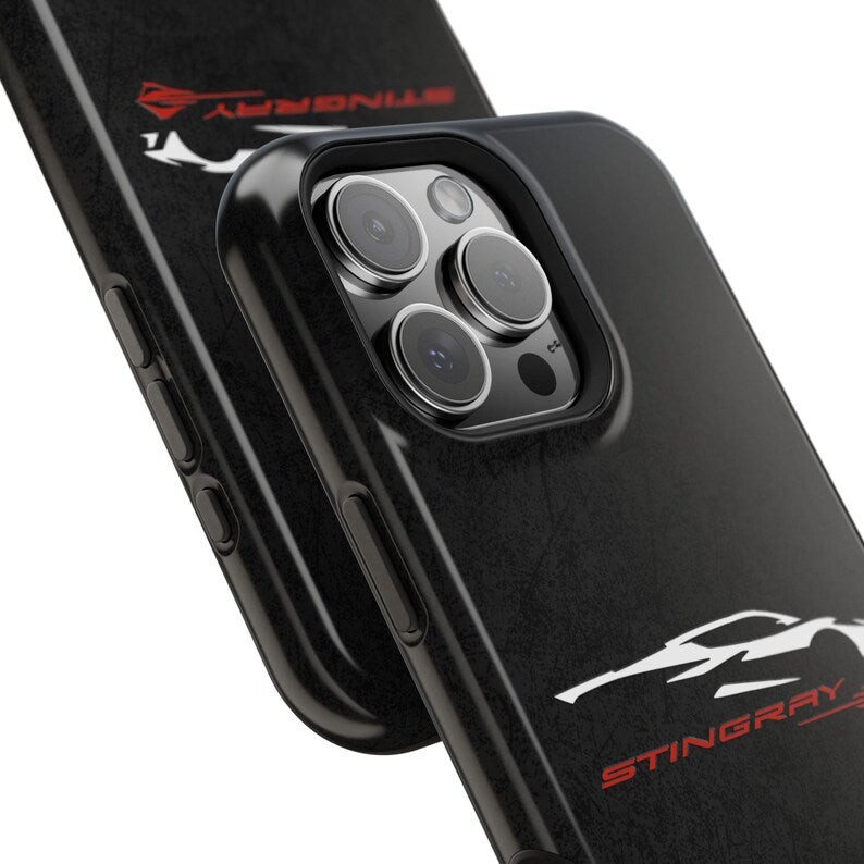 Corvette Stingray Magnetic Tough Case, iPhone Case, Impact Resistant, MagSafe, Rubber Liner, Matte or Glossy, Cell Phone Case