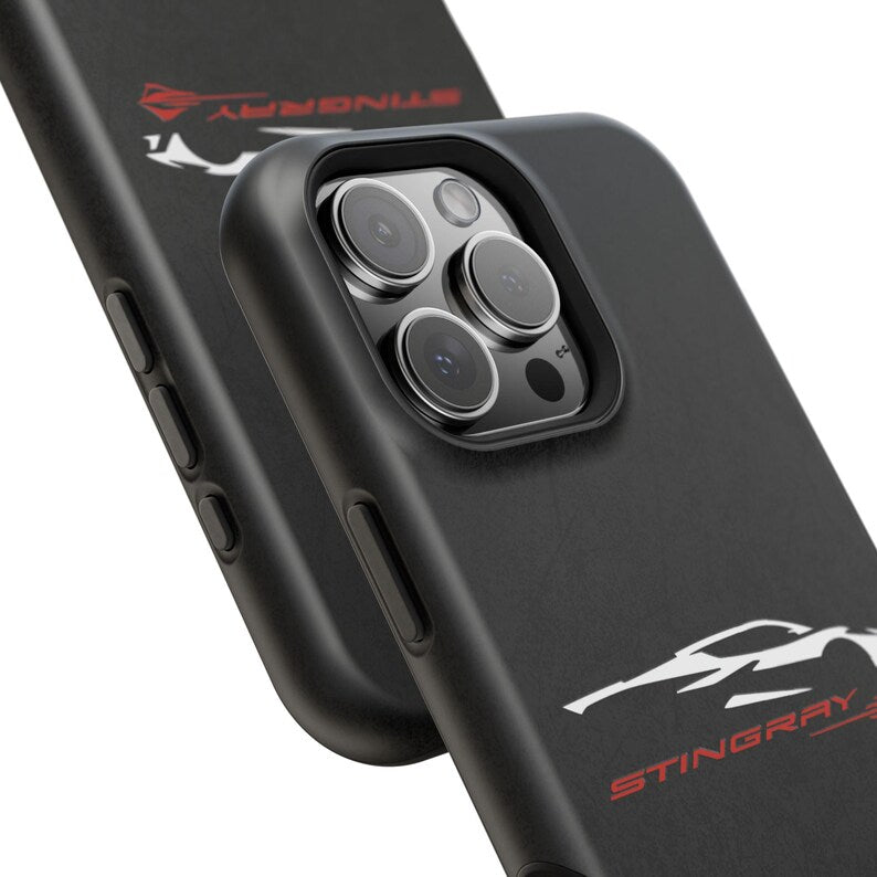 Corvette Stingray Magnetic Tough Case, iPhone Case, Impact Resistant, MagSafe, Rubber Liner, Matte or Glossy, Cell Phone Case