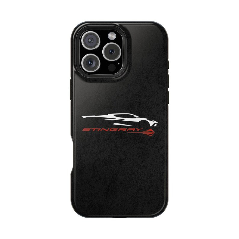 Corvette Stingray Magnetic Tough Case, iPhone Case, Impact Resistant, MagSafe, Rubber Liner, Matte or Glossy, Cell Phone Case