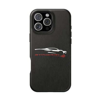 Corvette Stingray Magnetic Tough Case, iPhone Case, Impact Resistant, MagSafe, Rubber Liner, Matte or Glossy, Cell Phone Case