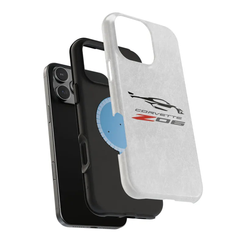 Corvette Z06 Magnetic Tough Case, iPhone Case, Impact Resistant, MagSafe, Rubber Liner, Matte or Glossy, Cell Phone Case
