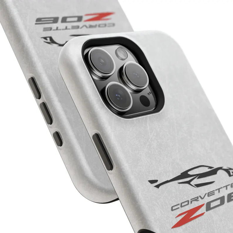 Corvette Z06 Magnetic Tough Case, iPhone Case, Impact Resistant, MagSafe, Rubber Liner, Matte or Glossy, Cell Phone Case