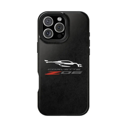 Corvette Z06 Magnetic Tough Case, iPhone Case, Impact Resistant, MagSafe, Rubber Liner, Matte or Glossy, Cell Phone Case
