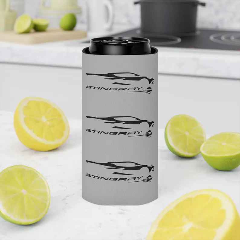 Corvette Stingray Can Coozie, Regular or Slim, Beer and Soda Coozie, Race Day Beverage Holder, Car Enthusiast Gift, Party Favor, Tailgate