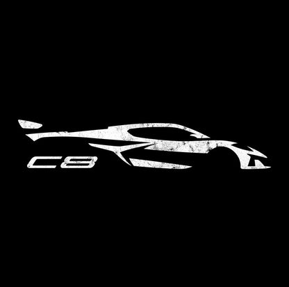 Corvette C8 White Distressed T-Shirt, C8 Logo, Bella+Canvas T-Shirt, Corvette Apparel, Graphic Tee, Soft T-Shirt, Unisex Shirt, Grunge