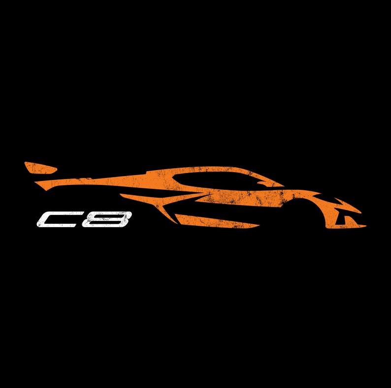 Corvette C8 Orange Distressed T-Shirt, C8 Logo, Bella+Canvas T-Shirt, Corvette Apparel, Graphic Tee, Soft T-Shirt, Unisex Shirt, Grunge