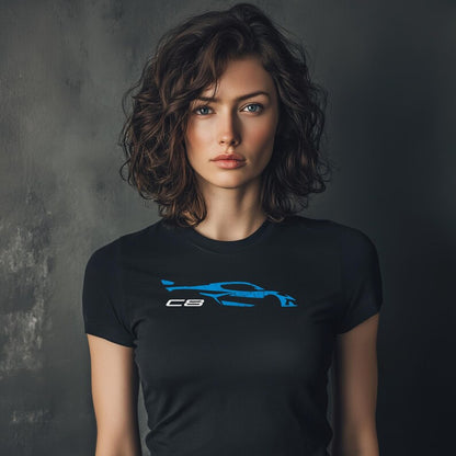 Corvette C8 Blue Distressed T-Shirt, C8 Logo, Bella+Canvas T-Shirt, Corvette Apparel, Graphic Tee, Soft T-Shirt, Unisex Shirt, Grunge