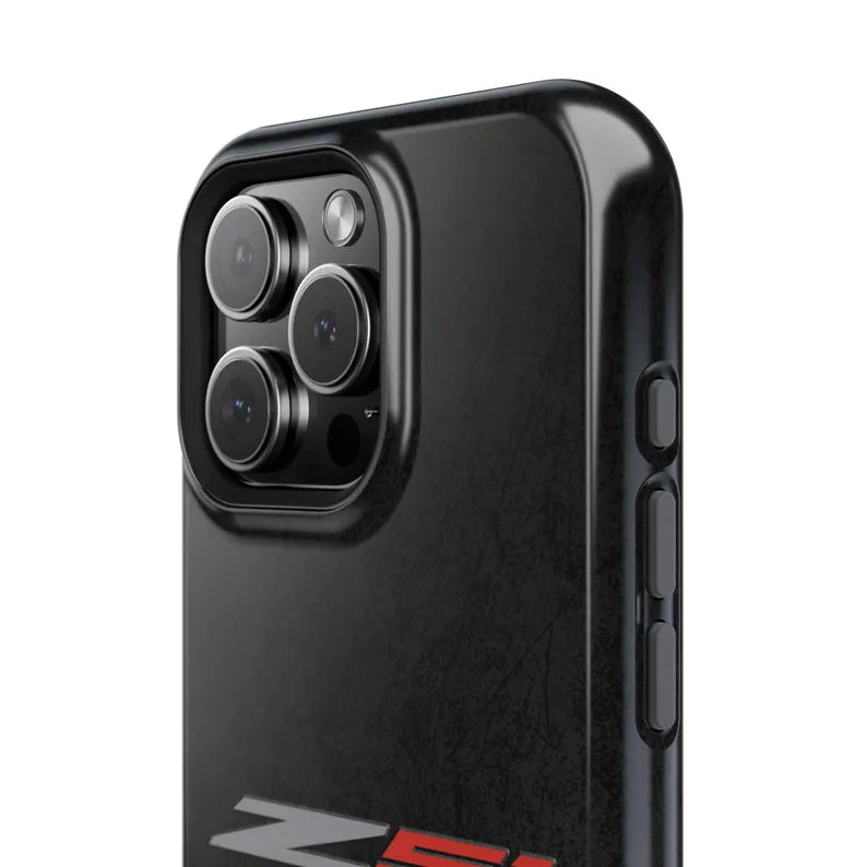 Corvette Z51 Magnetic Tough Case, iPhone Case, Impact Resistant, MagSafe, Rubber Liner, Matte or Glossy, Cell Phone Case