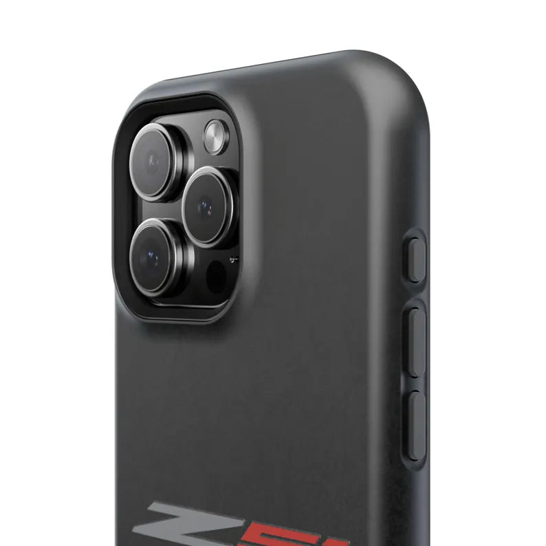 Corvette Z51 Magnetic Tough Case, iPhone Case, Impact Resistant, MagSafe, Rubber Liner, Matte or Glossy, Cell Phone Case