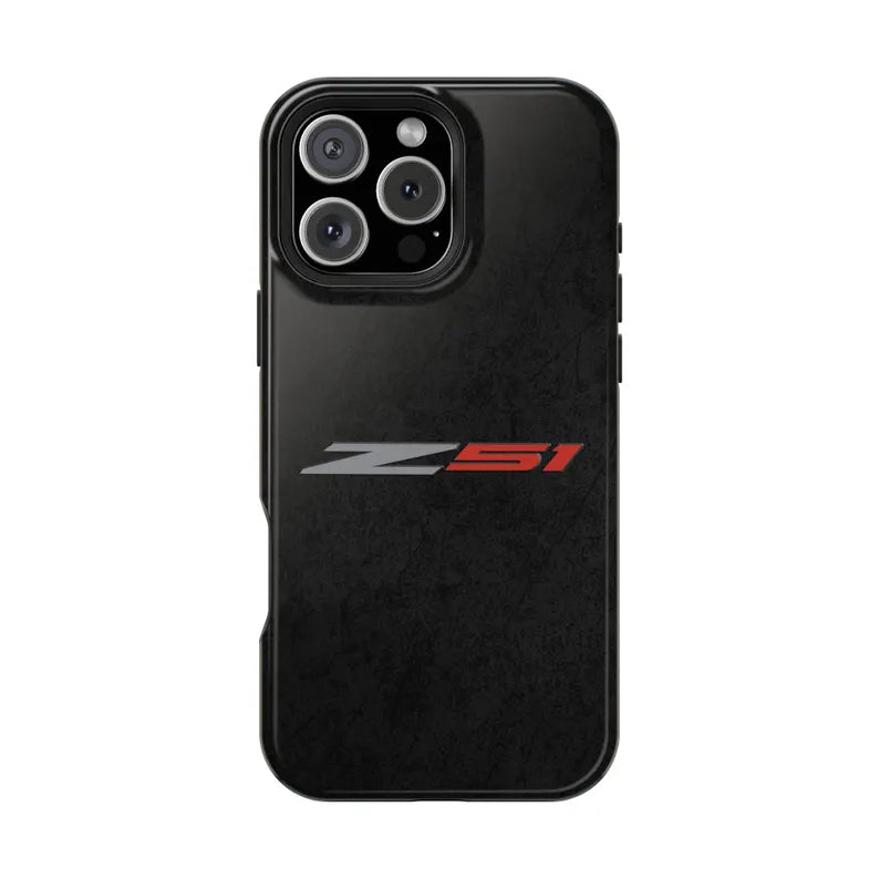 Corvette Z51 Magnetic Tough Case, iPhone Case, Impact Resistant, MagSafe, Rubber Liner, Matte or Glossy, Cell Phone Case