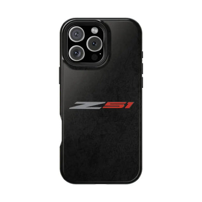 Corvette Z51 Magnetic Tough Case, iPhone Case, Impact Resistant, MagSafe, Rubber Liner, Matte or Glossy, Cell Phone Case
