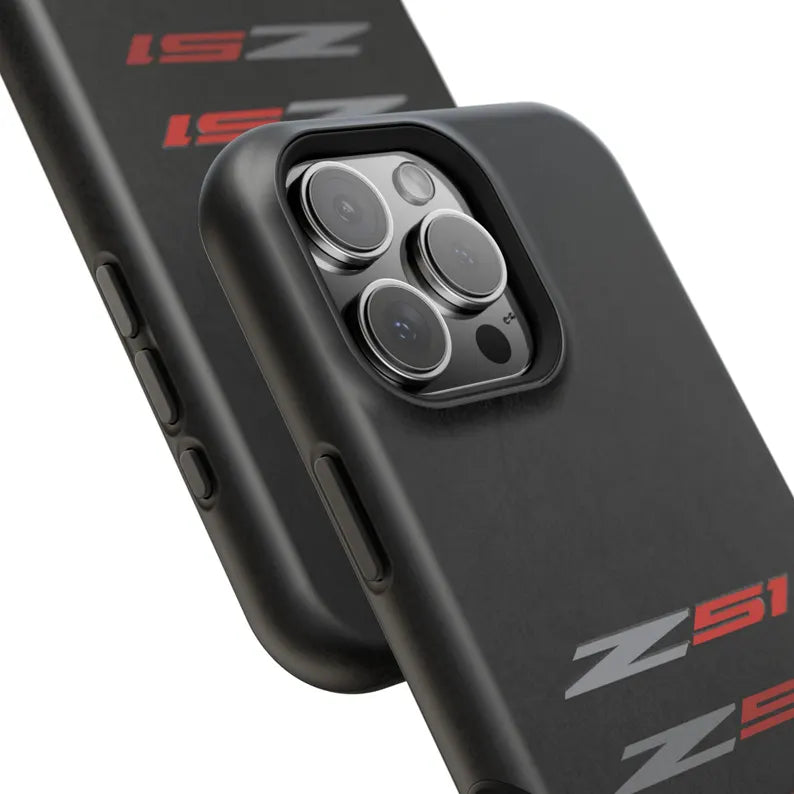 Corvette Z51 Magnetic Tough Case, iPhone Case, Impact Resistant, MagSafe, Rubber Liner, Matte or Glossy, Cell Phone Case