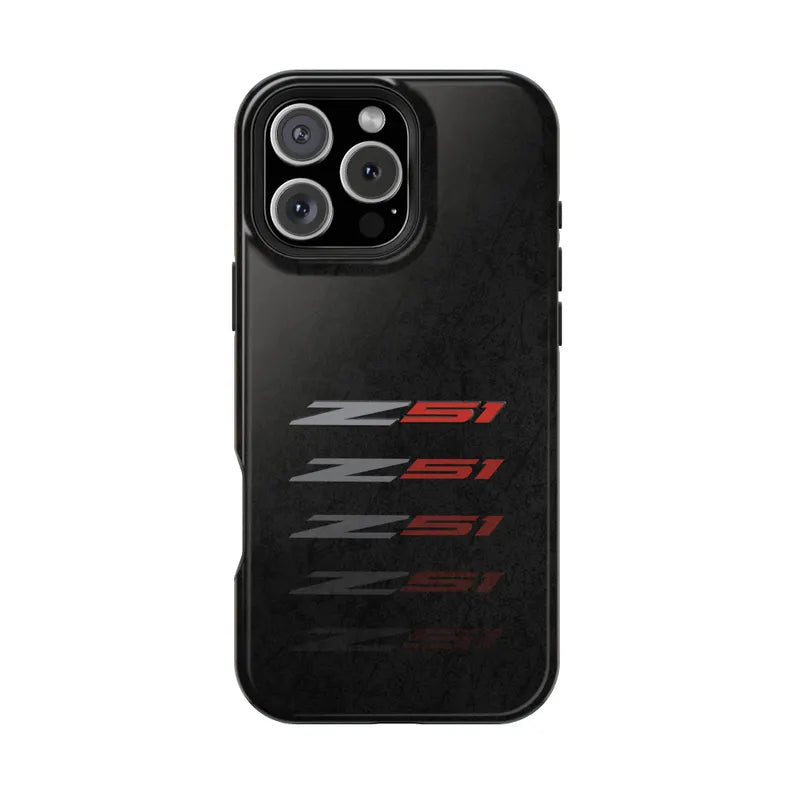 Corvette Z51 Magnetic Tough Case, iPhone Case, Impact Resistant, MagSafe, Rubber Liner, Matte or Glossy, Cell Phone Case