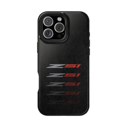 Corvette Z51 Magnetic Tough Case, iPhone Case, Impact Resistant, MagSafe, Rubber Liner, Matte or Glossy, Cell Phone Case