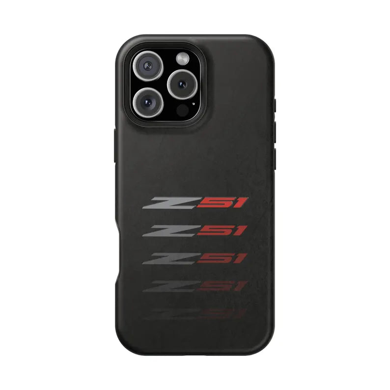 Corvette Z51 Magnetic Tough Case, iPhone Case, Impact Resistant, MagSafe, Rubber Liner, Matte or Glossy, Cell Phone Case