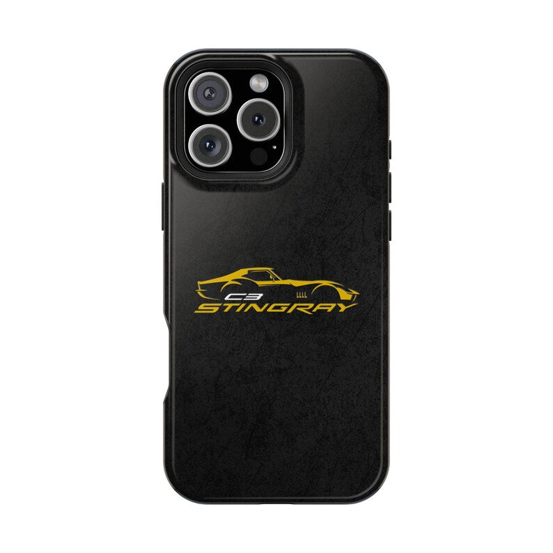 Corvette C3 Stingray Magnetic Tough Case, iPhone Case, Impact Resistant, MagSafe, Rubber Liner, Matte or Glossy, Cell Phone Case