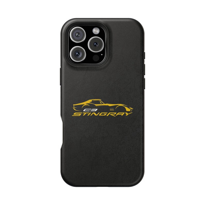 Corvette C3 Stingray Magnetic Tough Case, iPhone Case, Impact Resistant, MagSafe, Rubber Liner, Matte or Glossy, Cell Phone Case