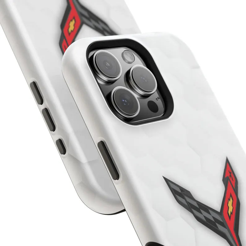 Corvette C8 Magnetic Tough Case, iPhone Case, Impact Resistant, MagSafe, Rubber Liner, Matte or Glossy, Cell Phone Case
