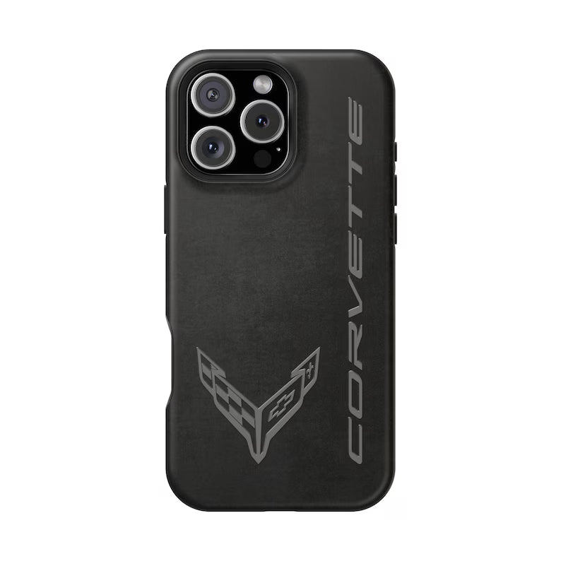 Corvette C8 Magnetic Tough Case, iPhone Case, Impact Resistant, MagSafe, Rubber Liner, Matte or Glossy, Cell Phone Case