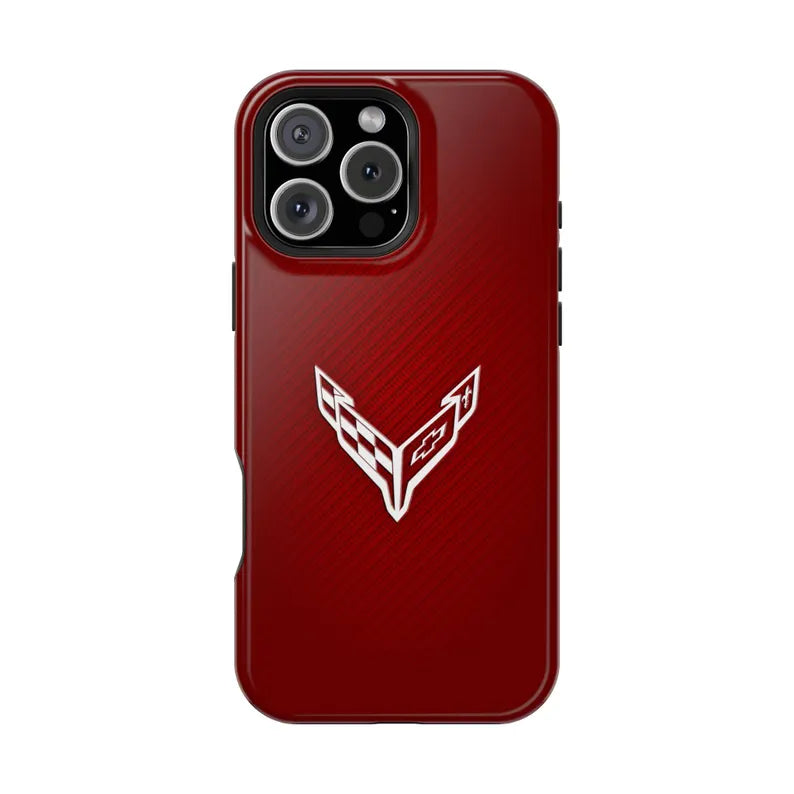 Corvette C8 Magnetic Tough Case, iPhone Case, Impact Resistant, MagSafe, Rubber Liner, Matte or Glossy, Cell Phone Case
