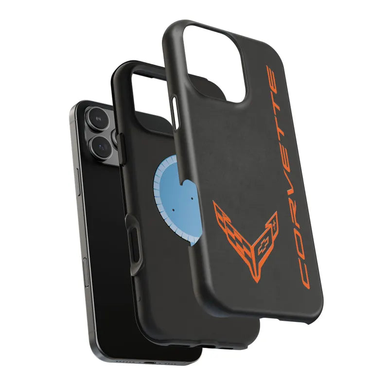 Corvette C8 Magnetic Tough Case, iPhone Case, Impact Resistant, MagSafe, Rubber Liner, Matte or Glossy, Cell Phone Case