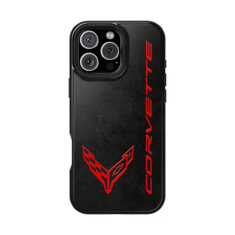 Corvette C8 Magnetic Tough Case, iPhone Case, Impact Resistant, MagSafe, Rubber Liner, Matte or Glossy, Cell Phone Case