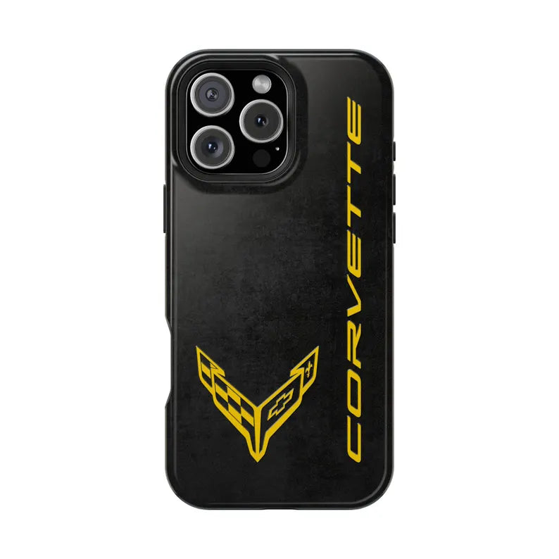 Corvette C8 Magnetic Tough Case, iPhone Case, Impact Resistant, MagSafe, Rubber Liner, Matte or Glossy, Cell Phone Case