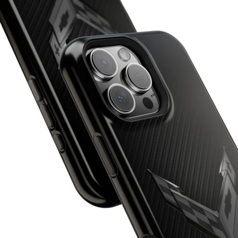 Corvette C8 "Blackout" Magnetic Tough Case, iPhone Case, Impact Resistant, MagSafe, Rubber Liner, Matte or Glossy, Cell Phone Case