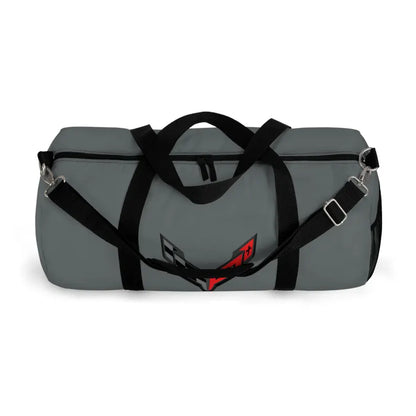 Grey Corvette Duffel Bag, C8 Logo, Gym Bag, Travel Bag, Gifts for Car Guys, Gifts for Car Girls, Corvette Merch, Overnight Duffel