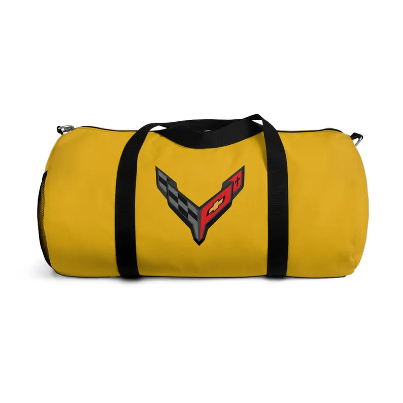 Gold Corvette Duffel Bag, C8 Logo, Gym Bag, Travel Bag, Gifts for Car Guys, Gifts for Car Girls, Corvette Merch, Overnight Duffel